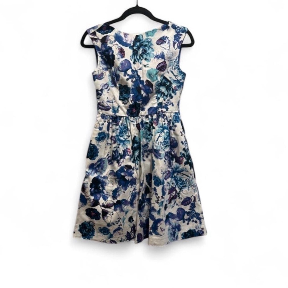 Eliza J Women's Midi Dress with Blue and Purple Floral Design